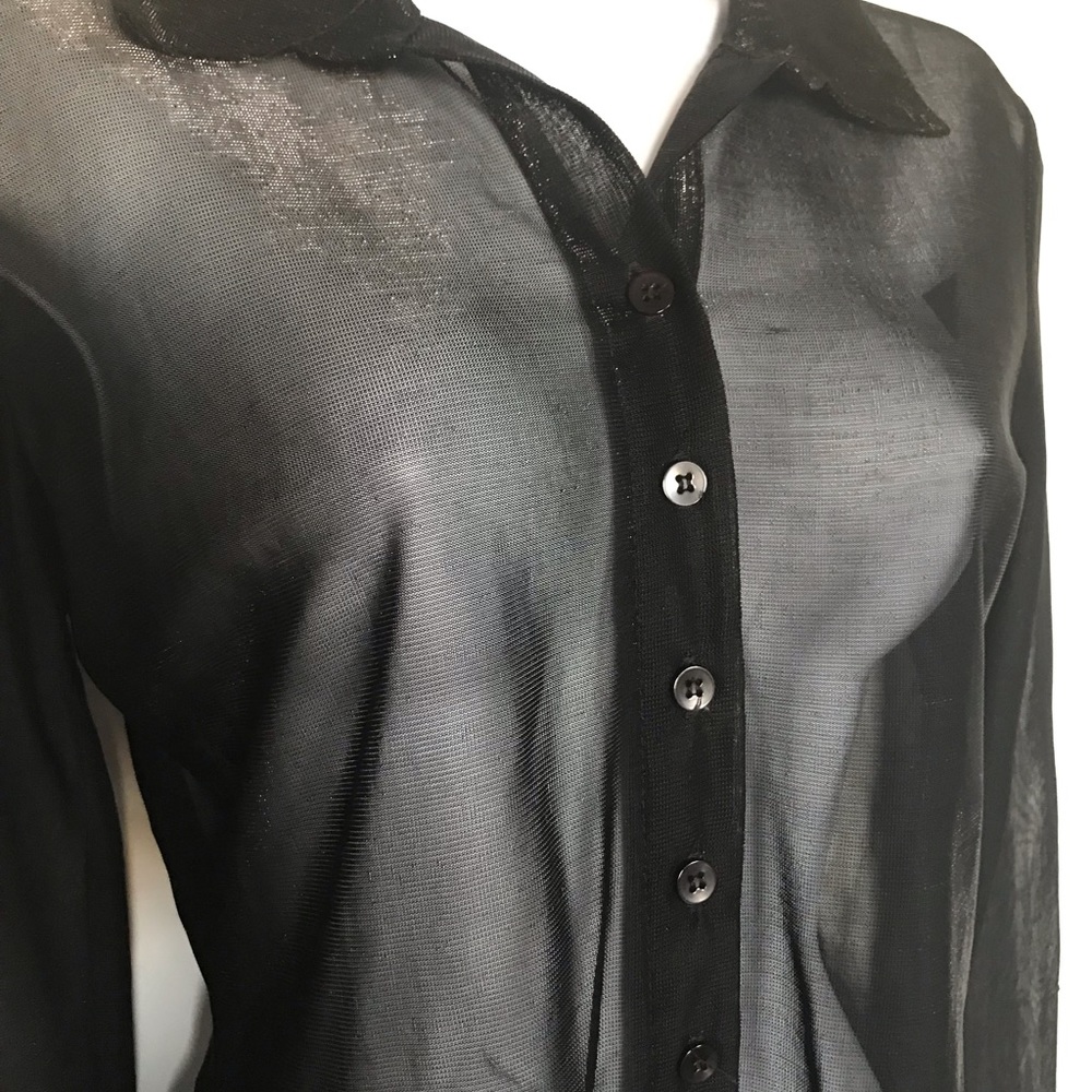 Sparkly Sheer Black Button Up - image 6